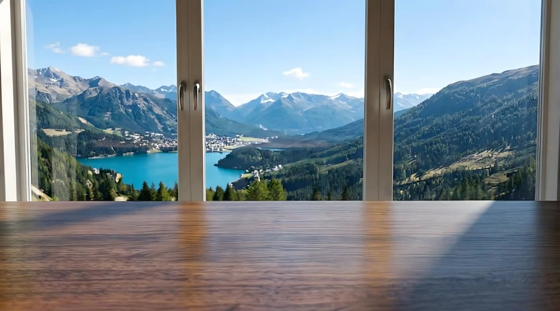 Desk with mountain view